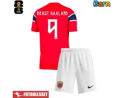 Norge Erling Haaland #9 Hemmatröja Barn VM 2026 Kortärmad (+ Korta byxor)