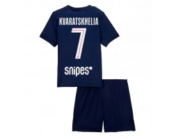 Paris Saint-Germain Khvicha Kvaratskhelia #7 Hemmatröja Barn 2025-26 Kortärmad (+ Korta byxor)