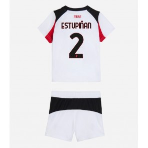 AC Milan Pervis Estupinan #2 Bortatröja Barn 2025-26 Kortärmad (+ Korta byxor)