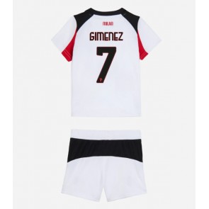AC Milan Santiago Gimenez #7 Bortatröja Barn 2025-26 Kortärmad (+ Korta byxor)
