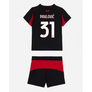 AC Milan Strahinja Pavlovic #31 Hemmatröja Barn 2025-26 Kortärmad (+ Korta byxor)