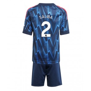 Arsenal William Saliba #2 Bortatröja Barn 2025-26 Kortärmad (+ Korta byxor)