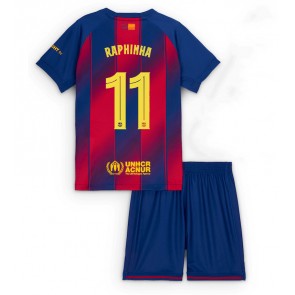 Barcelona Raphinha Belloli #11 Hemmatröja Barn 2025-26 Kortärmad (+ Korta byxor)