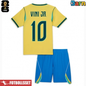 Brasilien Vinicius Junior #10 Hemmatröja Barn VM 2026 Kortärmad (+ Korta byxor)