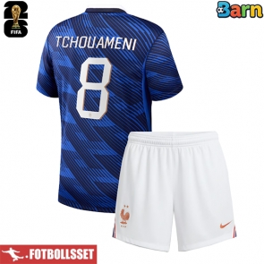 Frankrike Aurelien Tchouameni #8 Hemmatröja Barn VM 2026 Kortärmad (+ Korta byxor)