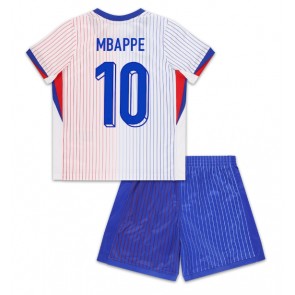 Frankrike Kylian Mbappe #10 Bortatröja Barn EM 2024 Kortärmad (+ Korta byxor)