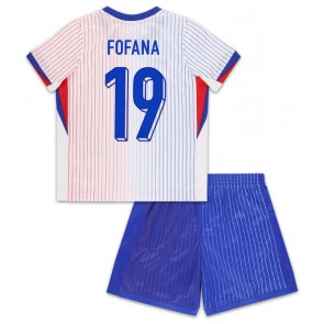 Frankrike Youssouf Fofana #19 Bortatröja Barn EM 2024 Kortärmad (+ Korta byxor)