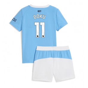 Manchester City Jeremy Doku #11 Hemmatröja Barn 2025-26 Kortärmad (+ Korta byxor)