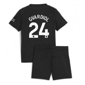 Manchester City Josko Gvardiol #24 Bortatröja Barn 2025-26 Kortärmad (+ Korta byxor)