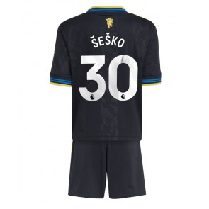 Manchester United Benjamin Sesko #30 Tredje Tröja Barn 2025-26 Kortärmad (+ Korta byxor)