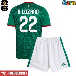 Mexiko Hirving Lozano #22 Hemmatröja Barn VM 2026 Kortärmad (+ Korta byxor)
