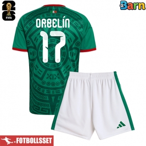 Mexiko Orbelin Pineda #17 Hemmatröja Barn VM 2026 Kortärmad (+ Korta byxor)