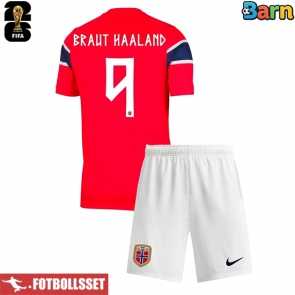 Norge Erling Haaland #9 Hemmatröja Barn VM 2026 Kortärmad (+ Korta byxor)
