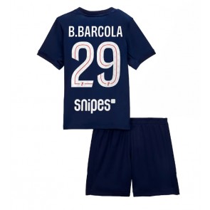 Paris Saint-Germain Bradley Barcola #29 Hemmatröja Barn 2025-26 Kortärmad (+ Korta byxor)