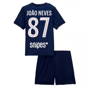 Paris Saint-Germain Joao Neves #87 Hemmatröja Barn 2025-26 Kortärmad (+ Korta byxor)