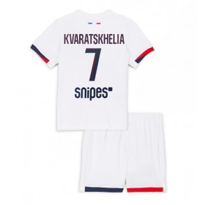 Paris Saint-Germain Khvicha Kvaratskhelia #7 Bortatröja Barn 2025-26 Kortärmad (+ Korta byxor)