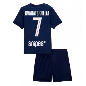 Paris Saint-Germain Khvicha Kvaratskhelia #7 Hemmatröja Barn 2025-26 Kortärmad (+ Korta byxor)