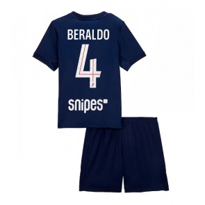 Paris Saint-Germain Lucas Beraldo #4 Hemmatröja Barn 2025-26 Kortärmad (+ Korta byxor)