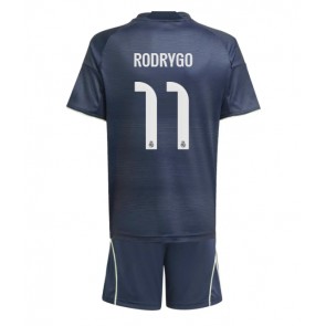 Real Madrid Rodrygo Goes #11 Bortatröja Barn 2025-26 Kortärmad (+ Korta byxor)