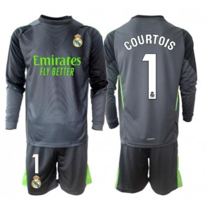 Real Madrid Thibaut Courtois #1 Målvakt Tredje Tröja Barn 2025-26 Långärmad (+ Korta byxor)
