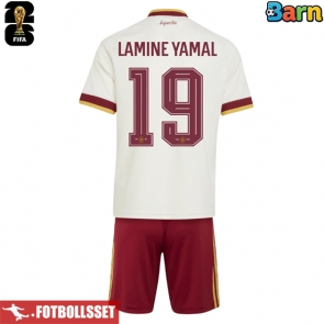 Spanien Lamine Yamal #19 Bortatröja Barn VM 2026 Kortärmad (+ Korta byxor)