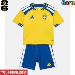 Sverige Hemmatröja Barn VM 2026 Kortärmad (+ Korta byxor)