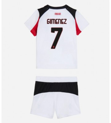 AC Milan Santiago Gimenez #7 Bortatröja Barn 2025-26 Kortärmad (+ Korta byxor)