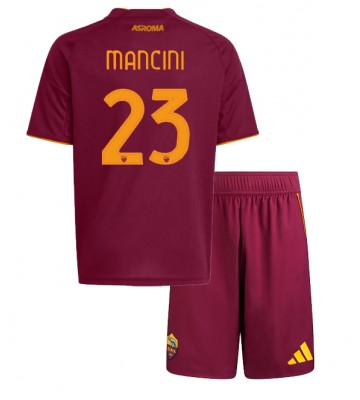 AS Roma Gianluca Mancini #23 Hemmatröja Barn 2025-26 Kortärmad (+ Korta byxor)