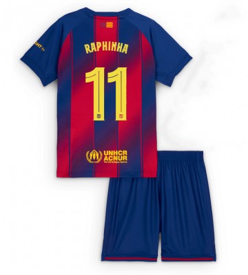Barcelona Raphinha Belloli #11 Hemmatröja Barn 2025-26 Kortärmad (+ Korta byxor)