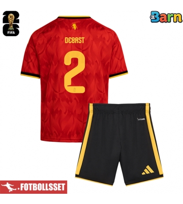 Belgien Zeno Debast #2 Hemmatröja Barn VM 2026 Kortärmad (+ Korta byxor)