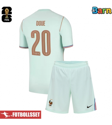 Frankrike Desire Doue #20 Bortatröja Barn VM 2026 Kortärmad (+ Korta byxor)