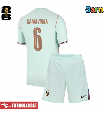 Frankrike Eduardo Camavinga #6 Bortatröja Barn VM 2026 Kortärmad (+ Korta byxor)