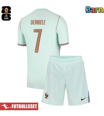 Frankrike Ousmane Dembele #7 Bortatröja Barn VM 2026 Kortärmad (+ Korta byxor)