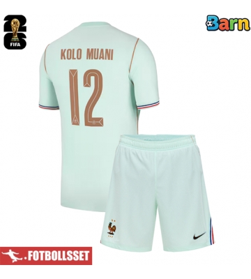 Frankrike Randal Kolo Muani #12 Bortatröja Barn VM 2026 Kortärmad (+ Korta byxor)