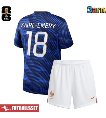 Frankrike Warren Zaire-Emery #18 Hemmatröja Barn VM 2026 Kortärmad (+ Korta byxor)