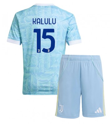Juventus Pierre Kalulu #15 Bortatröja Barn 2025-26 Kortärmad (+ Korta byxor)