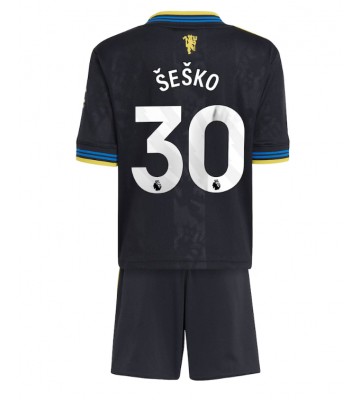 Manchester United Benjamin Sesko #30 Tredje Tröja Barn 2025-26 Kortärmad (+ Korta byxor)