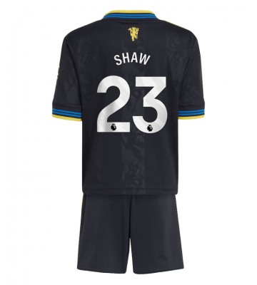 Manchester United Luke Shaw #23 Tredje Tröja Barn 2025-26 Kortärmad (+ Korta byxor)
