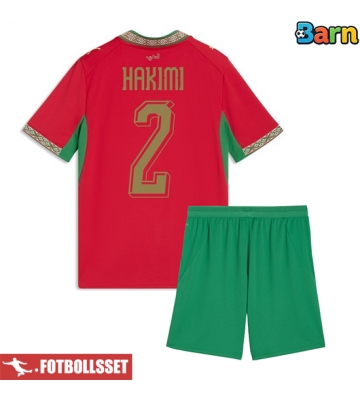 Marocko Achraf Hakimi #2 Hemmatröja Barn VM 2026 Kortärmad (+ Korta byxor)