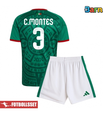 Mexiko Cesar Montes #3 Hemmatröja Barn VM 2026 Kortärmad (+ Korta byxor)