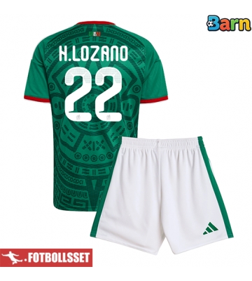Mexiko Hirving Lozano #22 Hemmatröja Barn VM 2026 Kortärmad (+ Korta byxor)