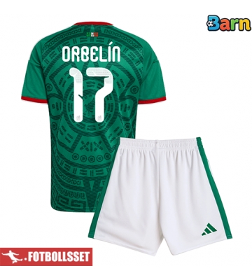 Mexiko Orbelin Pineda #17 Hemmatröja Barn VM 2026 Kortärmad (+ Korta byxor)