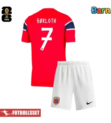 Norge Alexander Sorloth #7 Hemmatröja Barn VM 2026 Kortärmad (+ Korta byxor)