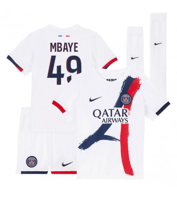 Paris Saint-Germain Ibrahim Mbaye #49 Bortatröja Barn 2025-26 Kortärmad (+ Korta byxor)