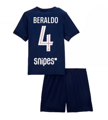 Paris Saint-Germain Lucas Beraldo #4 Hemmatröja Barn 2025-26 Kortärmad (+ Korta byxor)