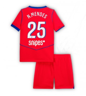 Paris Saint-Germain Nuno Mendes #25 Tredje Tröja Barn 2025-26 Kortärmad (+ Korta byxor)
