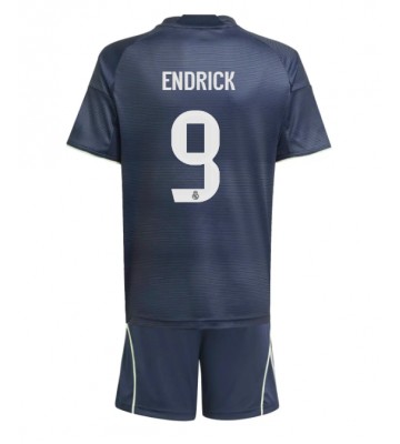 Real Madrid Endrick #9 Bortatröja Barn 2025-26 Kortärmad (+ Korta byxor)