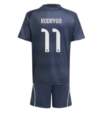 Real Madrid Rodrygo Goes #11 Bortatröja Barn 2025-26 Kortärmad (+ Korta byxor)