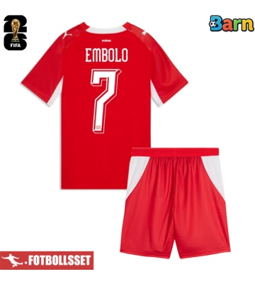 Schweiz Breel Embolo #7 Hemmatröja Barn VM 2026 Kortärmad (+ Korta byxor)