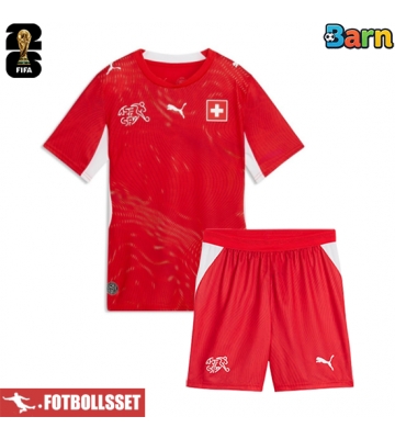 Schweiz Hemmatröja Barn VM 2026 Kortärmad (+ Korta byxor)